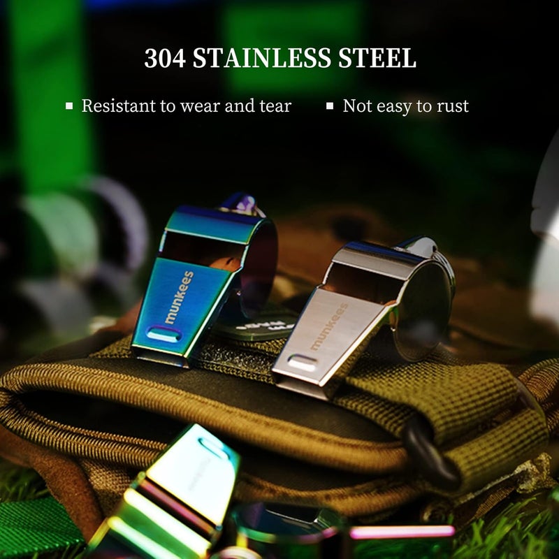 Munkees Whistle Outdoor Large Volume Whistle Disaster Prevention Goods 304 Stainless Steel - Image 3